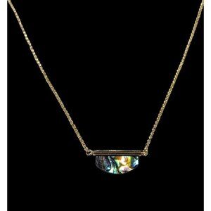 Gold Abalone Half-Moon Pendant Necklace - Women Jewelry